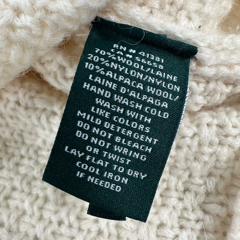 Lauren Ralph Lauren Wool Alpaca Cable Knit Relaxed Poncho Sweater Luxe Heritage - Picture 8 of 12